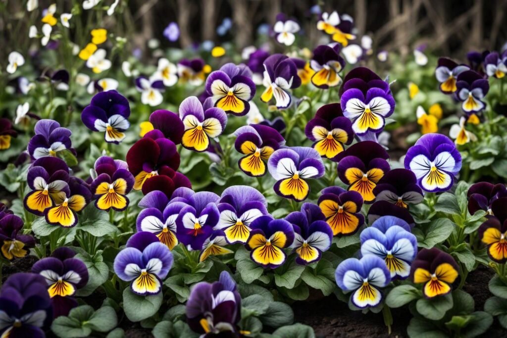 Pansies (Viola tricolor var. hortensis):