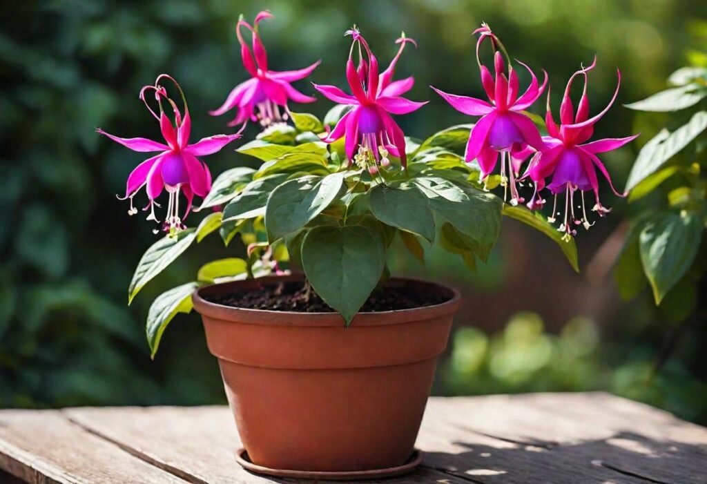 Fuchsia flower in a pot